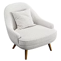 Light Gray Upholstered Accent Chair With Throw Pillow And Wooden Legs