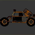 Rustic Off Road Buggy With Orange Black Tires And Metal Frame Structure 3d model