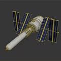 Advanced Satellite Equipment With Blue Solar Panels And White Cylindrical Body