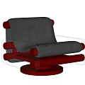 Modern Leisure Chair With Black Cushion Transparent Acrylic Armrests And Red Base