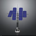 Solar Panel Structure Design With Multiple Blue Panels On Metal Pole Base 3d model