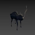 Game Movie Character Blue Deer With Large Antlers And Fantasy Design