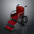 Sturdy Red Wheelchair With Metal Frame Red Seat Footrest And Large Wheels