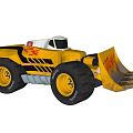 Electric Toy Yellow Bulldozer with Black Stripes and Special Marked Shovel