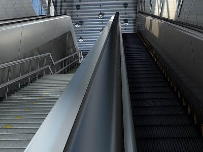 Station underpass staircase elevator scene 3d model