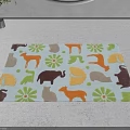 Square Carpet with Animal and Flower Patterns in Colorful Design for Home Living Room