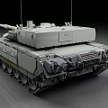 Modern Military Tank With Long Gun Barrel And Detailed Armored Structure