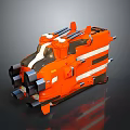 Orange Futuristic Mechanical Device With Multiple Thrusters And White Stripes In Sci Fi Style 3d model