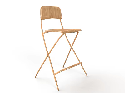 Wooden Folding Single Chair With Simple Modern Design For Indoor Use 3d model