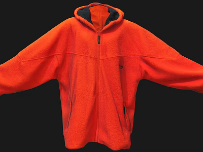 Orange Zip up Hoodie Long Sleeve Loose Fit Casual Comfortable Everyday Wear 3d model