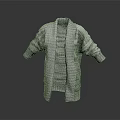 Adorable Animal Wearing Gray Knitted Cardigan On Dark Reflective Surface