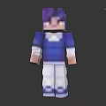 Minecraft Pixel Character 3D Model with Purple Hair Blue Shirt White Pants and Shoes