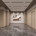 Modern Hotel Lobby Interior With Marble Reception Desk Pendant Lights And Wall Art