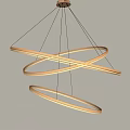 Stylish Modern Golden Interlaced Circular Ring Chandelier with Illuminated Hanging Design