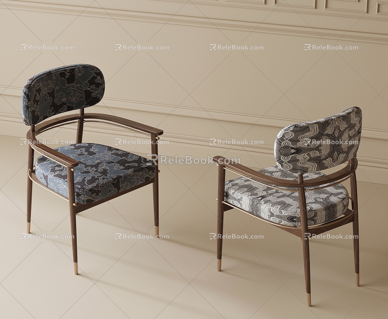 New Chinese Dining Chair Single Chair Leisure Chair 3d model