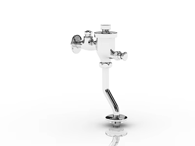 Silver Metal Faucet with Modern Design Control Knobs Curved Spout and Stable Base 3d model