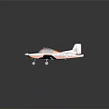 Orange and White Passenger Plane with Propeller Two Seat Cockpit Wing Emblems Stripe Design
