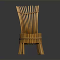 Handwoven Rattan Single Chair with Striped Backrest Curved Seat and Natural Tone