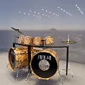 Complete INVA Drum Set With Wooden Texture Cymbals And Metal Stands