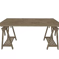 Simple Wooden Coffee Table With Cross Legs And Lower Storage Shelf