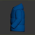 Blue Shiny Puffer Jacket With Metallic Finish Collar And Zipper Details