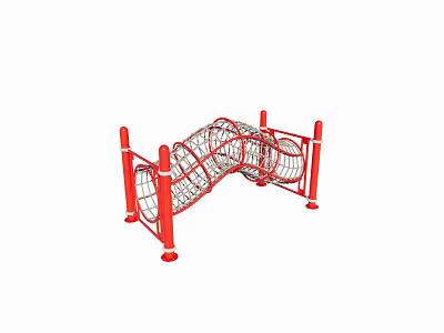 Red Metal Frame Net Tunnel Playground Equipment for Children's Outdoor Climbing Fun 3d model