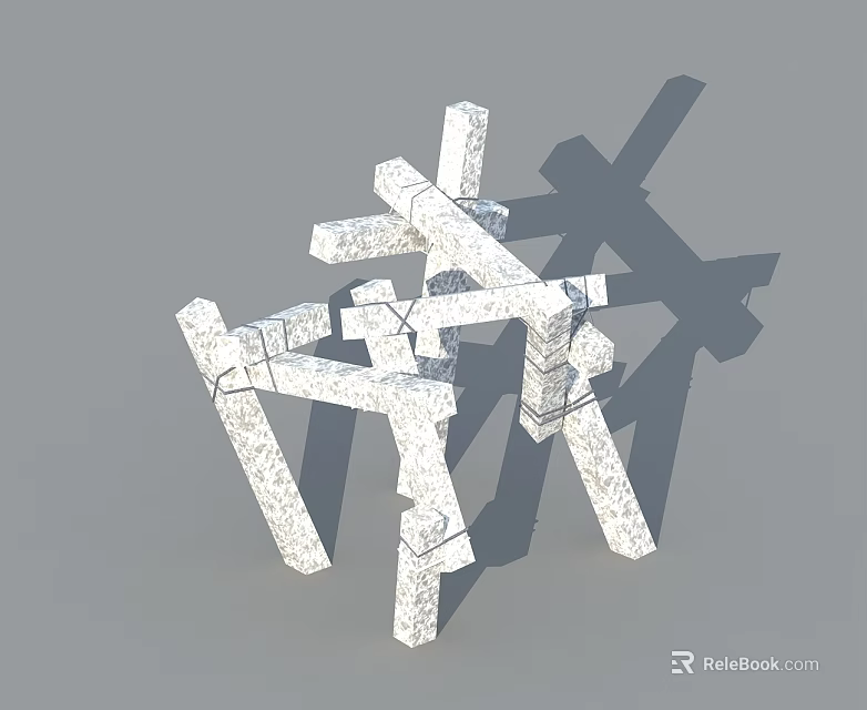 Modern Swing Door 3D Structure Design With White Frame And Components 3d model