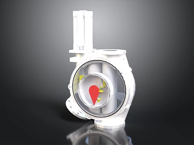 White Industrial Equipment With Transparent Cover Red And Yellow Internal Components 3d model