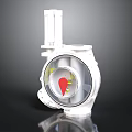 White Industrial Equipment With Transparent Cover Red And Yellow Internal Components