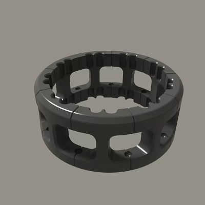 Gray Circular Mechanical Component With Hollow Structure And Multiple Holes 3d model