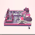 Castle Themed Playground Design With Towers Slides Arches And Decorative Spires