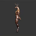 Muscular Deer Head Humanoid Game Movie Character With Anatomical Details Standing Pose And Gray Background