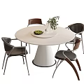 Modern Dining Table and Chair Combination Round Dining Table Dining Chair 3d model