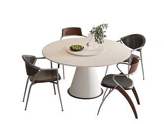 Modern Dining Table and Chair Combination Round Dining Table Dining Chair 3d model