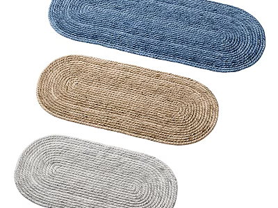 Oval Braided Rugs In Blue Beige Gray Colors 3d model