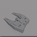 Swing Door Metal Hardware Component with Mounting Holes and Geometric Structure 3d model