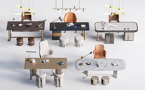 Modern Desk and Chair Desk and Chair Combination Desk and Chair Office Desk and Chair 3d model