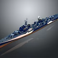 Large Battleship 3D Model With Detailed Deck Guns And Masts Design 3d model