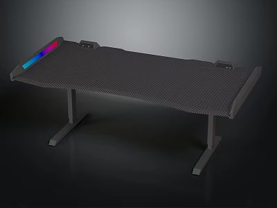 Modern Gaming Desk With Carbon Fiber Texture RGB Lighting And Sturdy Legs 3d model