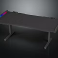 Modern Gaming Desk With Carbon Fiber Texture RGB Lighting And Sturdy Legs