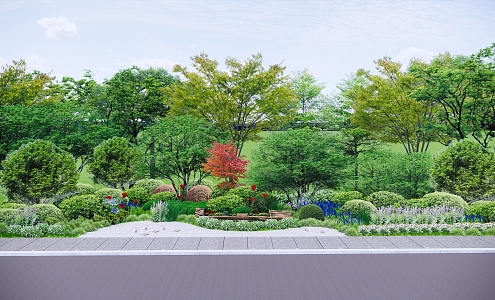 Landscape Trees Plant Group Demonstration Area Landscape Trees Shrubs Flowers 3d model