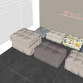Minotti Bedding Collection With Various Colored Cushions And Patterned Designs 3d model