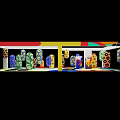 Vibrant Art Installation With Geometric Patterns And Floral Decorative Elements