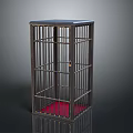 Black Metal Cage Decorative Ornament Set With Red Cushion Base For Home Decor