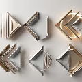 Modern Geometric Wall Decor Pieces With Metallic Accents And Unique Shapes