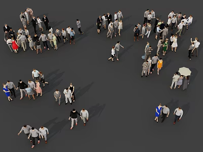 Group of People Gathering Together Walking And Standing In Open Space 3d model