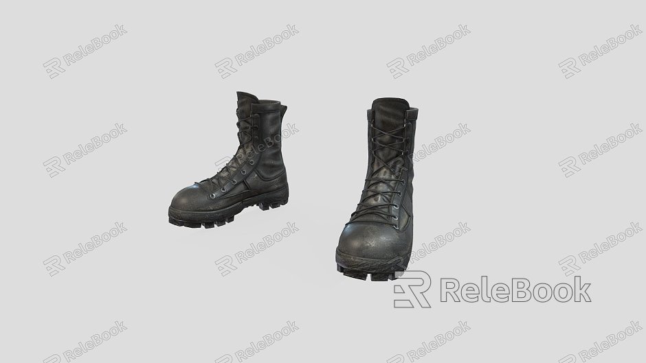 Black Leather Army Boots model