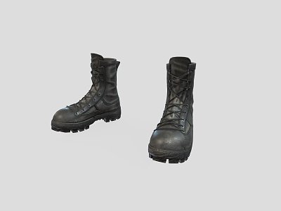 Black Leather Army Boots model