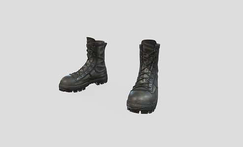 Black Leather Army Boots 3d model