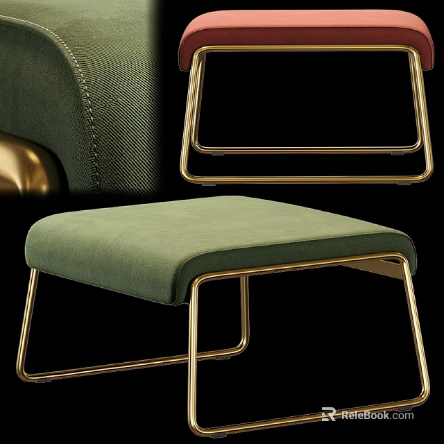 Modern Green Accent Chair With Soft Upholstered Cushion And Gold Metal Frame Design 3d model 